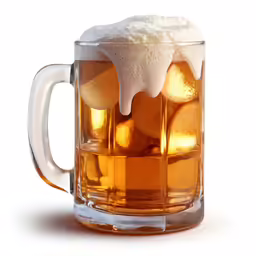 a mug with ice cubes and drink liquid