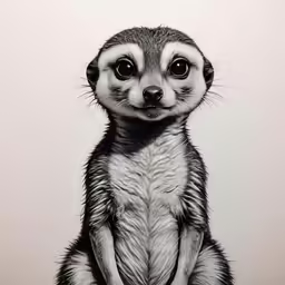 a drawing of a meerkat sitting up to the side