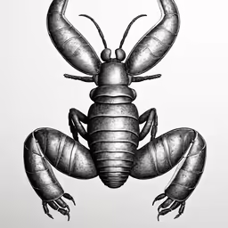 a drawing of a scorpion sitting on top of a table