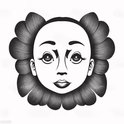 the face of a woman with a large flower in her hair