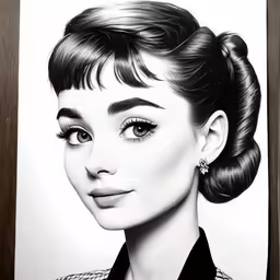an old drawing of a woman with long hair