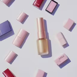 a white table filled with lipstick and other items