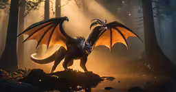 a large dragon sitting on top of a body of water