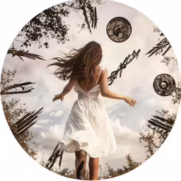 the woman is walking on a clear day