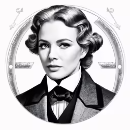 this is a black and white portrait of a woman with an odd hairdow