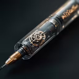 the fountain pen has an intricate design on it