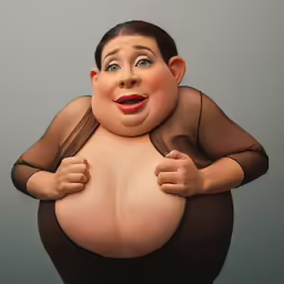 an animation picture of a very fat woman