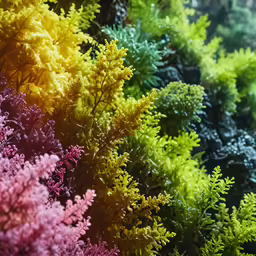 a close up of some different types of colorful plants