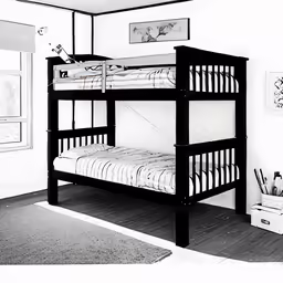 bunk bed with a flat top and a full length mattress