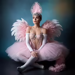 a woman dressed in ballet clothes with wings