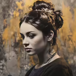 a women who has dark hair and some metal jewelry