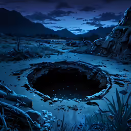 an underground man hole in the middle of a river
