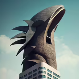 the tall building is shaped like an object