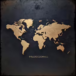 a world map that is made out of a gold foil foil