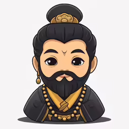 a man in an asian costume sitting on a floor
