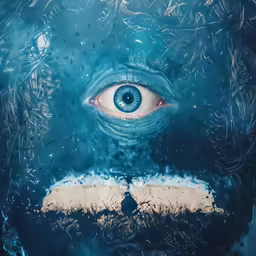 an eye peers into the center of a picture