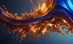 a large blue vase with orange flames in the middle,an artistic photograph of flames in a bowl