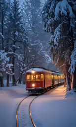 a train that is sitting on a rail line in the snow