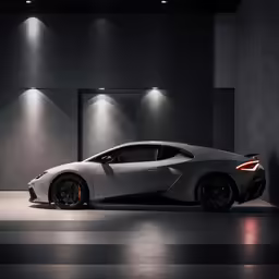a grey lamb lamb concept vehicle with bright lighting