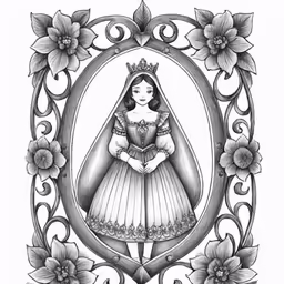 the queen is shown in the art nouveau style