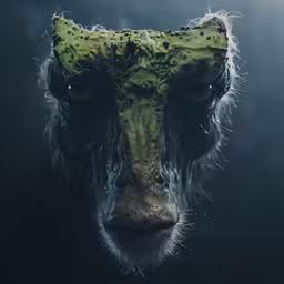 a strange face looks like a monkey from the movie creature hunter