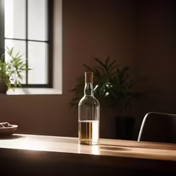 a bottle of wine sitting on a table