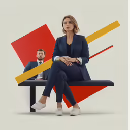 a woman sitting on top of a bench next to a man