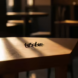 three pieces of glass sitting on top of a wooden table