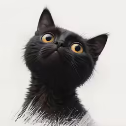 the cat has eyes wide open and brown spots on it