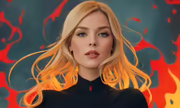 the young blonde haired woman is posing for a portrait