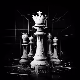 the queen chess set is in front of some tile
