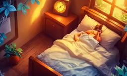 a child is laying in the bed on the floor