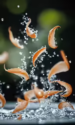 orange flowers in the water from splashing on them