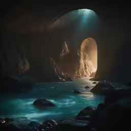 light coming out from the entrance to a dark cave