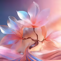 some pink and white flowers on a light blue background