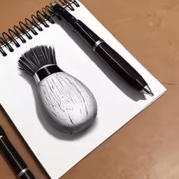 a drawing of a brush and a vase