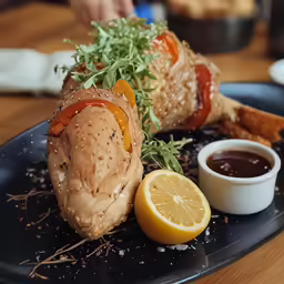 a plate that has some food on it