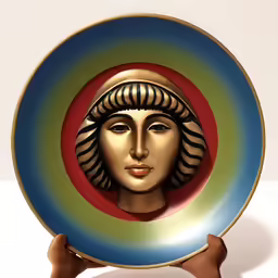 a plate that has a picture of a woman on it