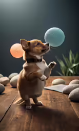 a small dog balancing on his hind legs