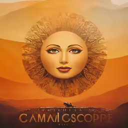 the face of a woman with a sun on top of her