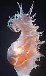 an artistic and intricate white sea horse light