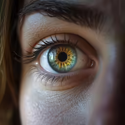 the image shows the bright yellow circle on top of the blue eye