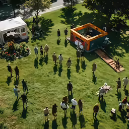 several people on the grass of an open field