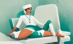 a girl wearing a hat sitting on top of a chair