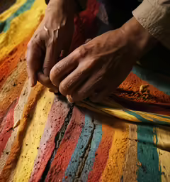hands holding onto fabric and pulling on them
