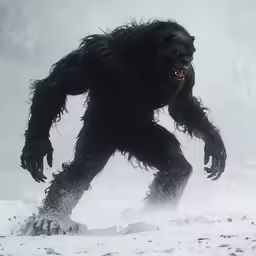 a man with his foot up on snow skis in the woods