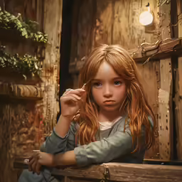 a painting of a girl sitting down in a window