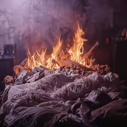 an old fashioned fire burning in a fireplace