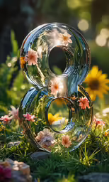 a close up of an number eight in flowers