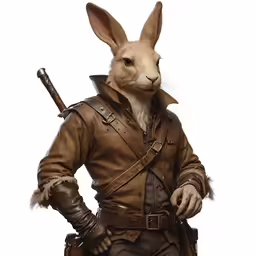 a rabbit dressed as an officer with a hat and sword